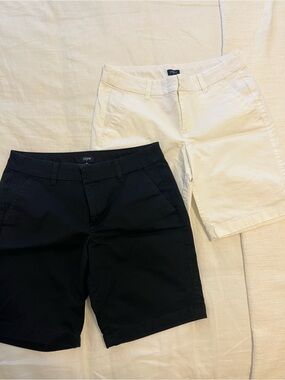 Bundle of 2 J.Crew Factory Bermuda Shorts Women’s Size 6 Black White 9” Inseam